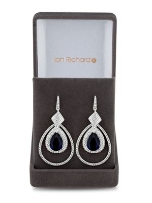 Lustre Collection Blue cubic zirconia peardrop statement earring